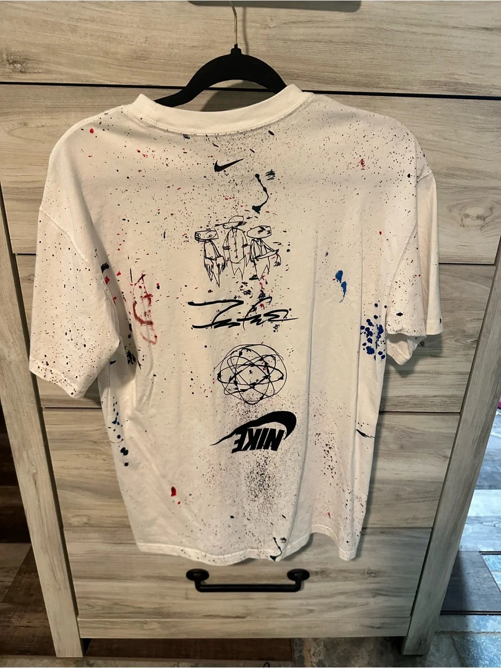 Nike White Short-Sleeve Paint-Splatter Logo Tee